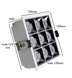 Downlight LED - 40W - Carre  - 18°- UGR17 140lm/W