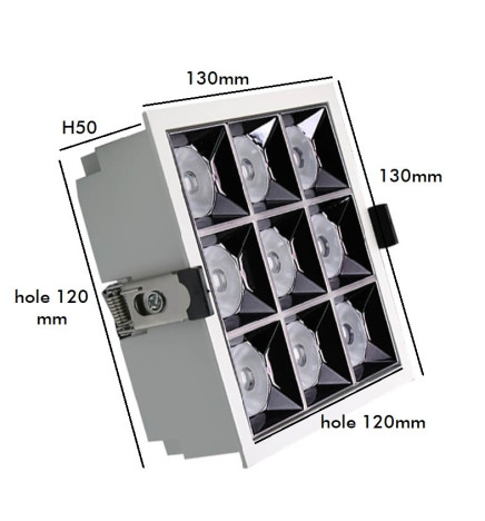 LED-alasvalo 40W OSRAM-siru PALACE 24ş UGR17 140lm / W