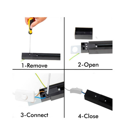 monofaset skinne 1 meter FORSTERKET for LED skinnespots