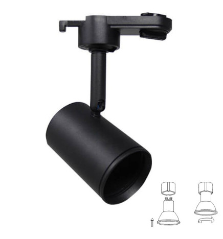 Foco de Calha Preto para Lâmpada GU10