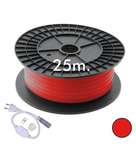 Cirkulær neon fleksibel LED 220V 25m 16mm - 9.6W / m - Rød