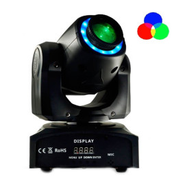 Mobile LED Spot 30w BOSTON Blanc + 7 Couleurs - 7 Gobos Fixes - DMX