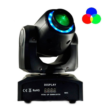 30w LED Mobile Head Spotlight BOSTON hvid 7 farver - 7 faste goboer