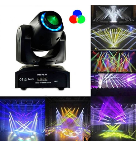 30w LED-kannettava valokeila BOSTON valkoinen 7 väriä - 7 kiinteää goboa