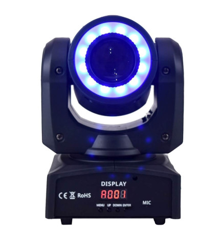 Moving Head Spot LED 30w BOSTON   Weiß + 7 Farben - 7 feste Gobos - DMX