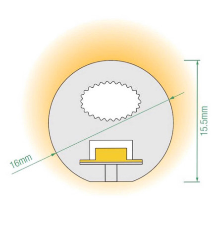 Sirkulær Neon Fleksibel LED  220V  16mm spole 25m - 9,6W / m - Grønn