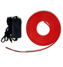 Pakke Rød 6000K Neon LED 6mm 12V + Strømforsyning