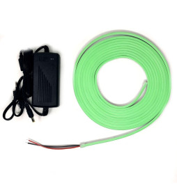 Pakke Grøn 6000K Neon LED 6mm 12V + Strømforsyning
