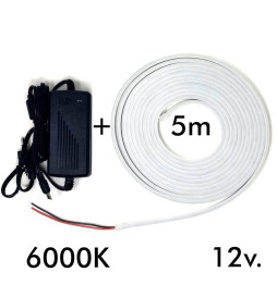 Pakke Neon LED 6000K LED 6mm 12V + Strømforsyning