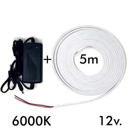Pack striscia Neon LED 6mm 12V + Alimentatore