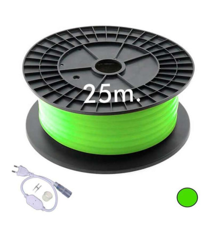 Neón LED CIRCULAR Flexible 220V Bobina 25m 16mm - 9,6W/m - Verde