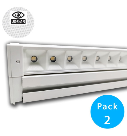 Barra LED lineare da 28 W - HALLE DYNAMICS -  UGR19 - per soffitti tecnici - Confezione da 2 unità