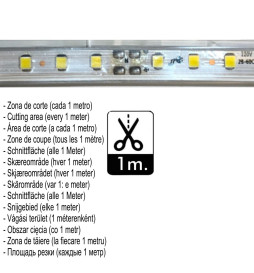 LED-Streifen 10W Dimmbar 220V AC SMD 2835 120 LED/m Warmweiß IP65 - 10mm