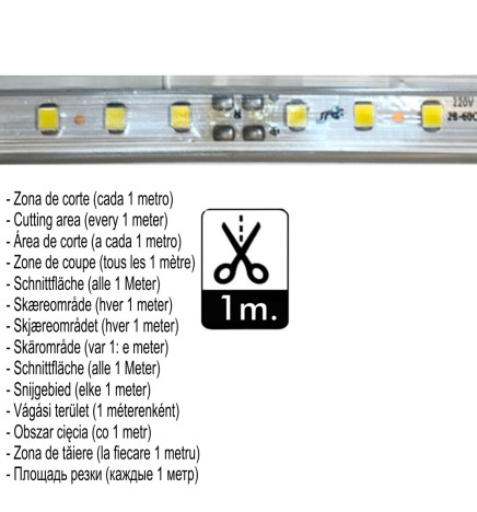 LED-Streifen 10W Dimmbar 220V AC SMD 2835 120 LED/m Warmweiß IP65 - 10mm