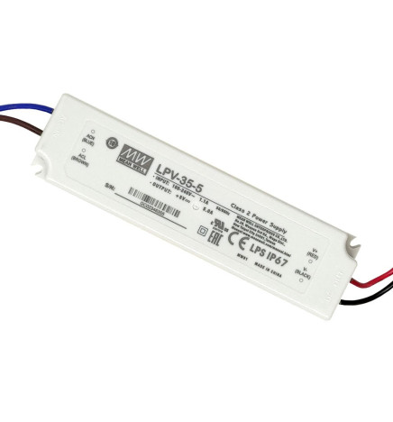 Power supply  PROFESSIONAL 5V 25W 5A - MEAN WELL - IP67 - TÜV