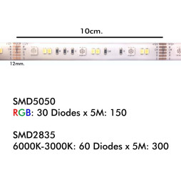 Tira LED 24W 12V SMART WiFi RGB+CCT - Regulable - SMD5050