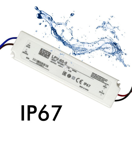 Power supply  PROFESSIONAL 5V 40W 8A - ECOLED - IP67 - TÜV