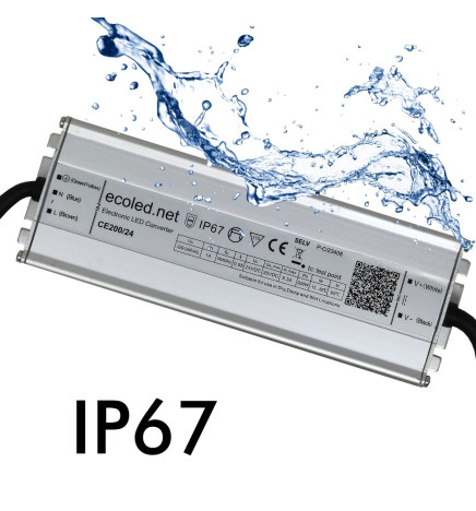 PROFESSIONELL strömförsörjning 24V 200W - ECOLED - IP67 - TÜV