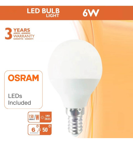6W LED Lampe E27 G45 220º - OSRAM Chip