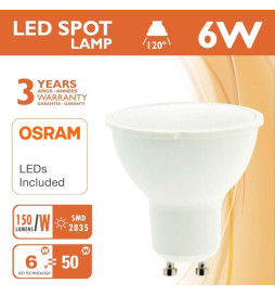 Dicroica LED 6W 120° GU10 - OSRAM Chip