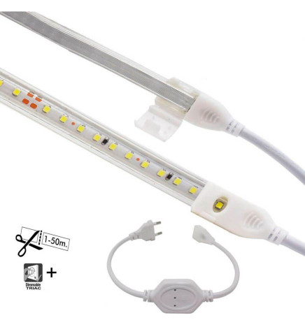 10W LED Strip - CUT TO MÅLING - Kan dæmpes 220V AC SMD 2835120 LED / m IP65 - 13mm