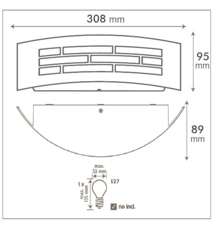 Aplique para LED E27 GOTEMBURGO INOX Exterior