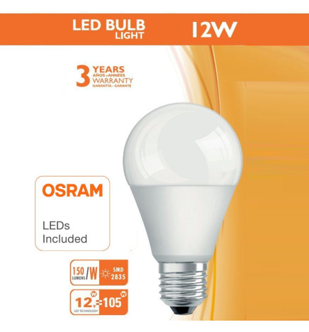 LED bulb 12W E27 A60 180° - OSRAM CHIP DURIS E 2835