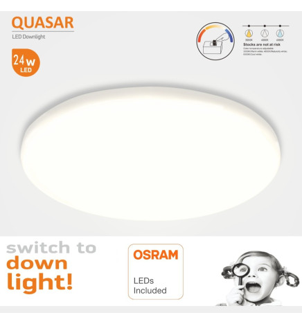 Downlight LED 24W - Frameless QUASAR - OSRAM CHIP DURIS E 2835 - CCT