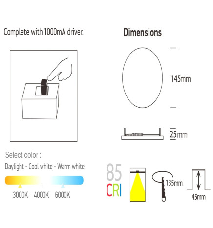 LED-alasvalo 12W - Frameless QUASAR -OSRAM CHIP DURIS E 2835 - CCT