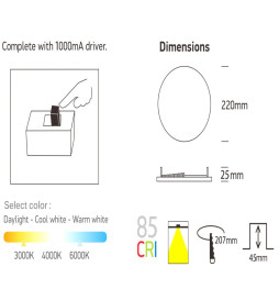 LED-alasvalo 24W - Frameless QUASAR -OSRAM CHIP DURIS E 2835 - CCT