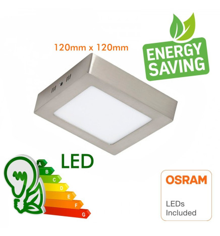 Plafonnier LED à surface Square inox 120º 20W - CCT