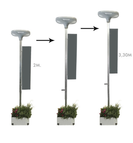 LED Streetlight SOLAR 100W SUNWAY + Height-adjustable portable pole with wheels