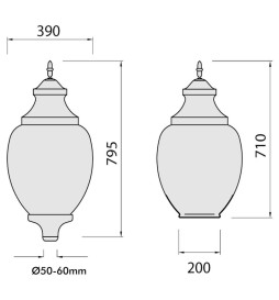 Réverbère VERSAILLES pour ampoule  LED E27 - 40W -50W