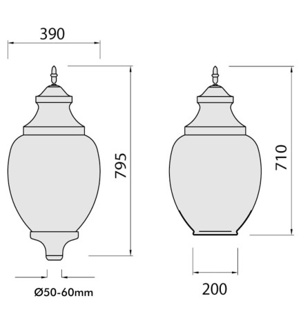 LED-gatubelysning VERSAILLES för E27-uttag - 40W -50W