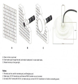 LED-lampe under vann DC12V - 12W - IP68