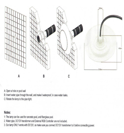 LED-lampa under vatten DC12V - 12W - IP68