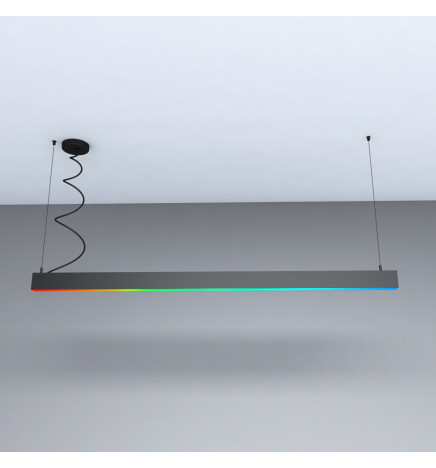 Lineær lampe LED RGB+WITE  - vedhæng - MÜNCHEN SLIM SORT - 0,5m - 1m - 1,5m - 2m - IP54