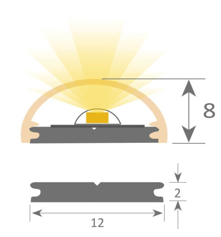 Barra lineare LED integrata- Superficie - TENNESEES ARGENTO -24V- 0,5m - 1m - 1,5m - 2m
