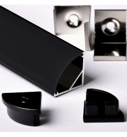 Profilé Blanc et Noir - 2 mètres - L - Aluminium - pour LED