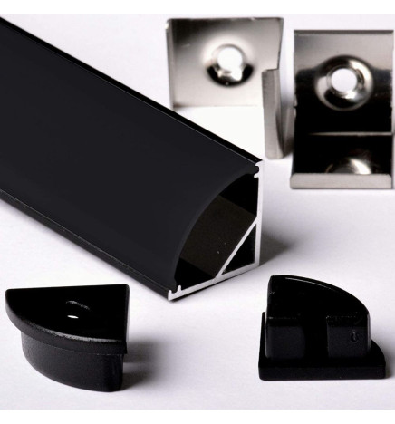 Aluminiumsprofil - Sort Hvid- 2 meter - L - til LED