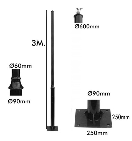 Column REKA Black - 3 meters - 4 meters