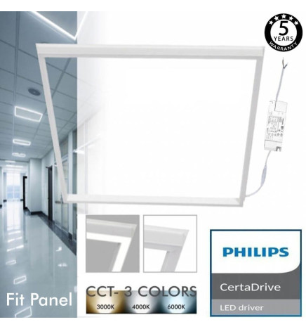 FIT Dalle LED 60x60 44W  - Philips Certa - Cadre Blanc - CCT
