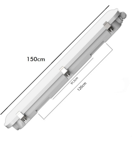 Vanntett integrert LED Armatur 50W Philips Driver COREPLUS - CCT - 150cm