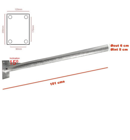 Support de Lampadaire - Acier Galvanisé - 1m.