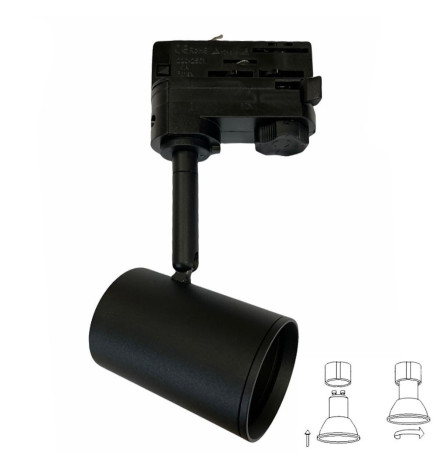 Foco de Calha Preto para Lâmpada GU10