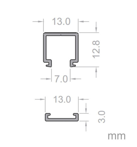Profil PC - 2m - MINI - til LED Strips