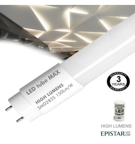 Tubo MAX LED 13W Vidro  PRO 90cm 300º  150Lm/W