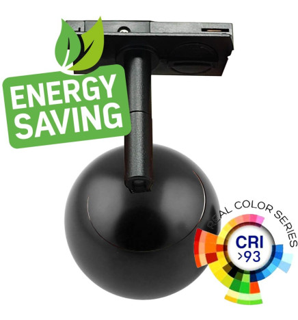 LED-spotlight 10W FENIX - Sort - 1-fase skinne - CRI+93