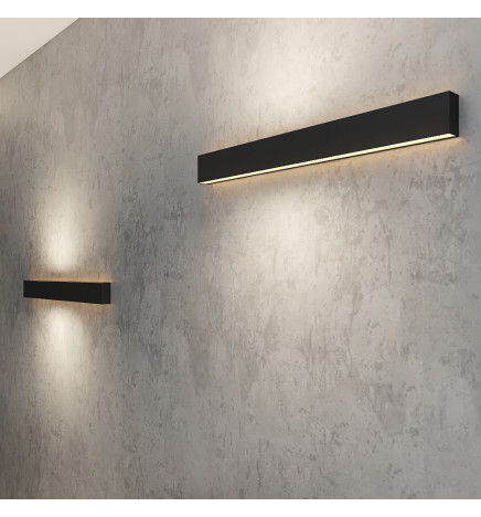 Applique LED lineare - WASHINGTON NERO - 0.5m - 1m - 1.5m - 2m - IP54