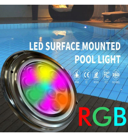 Vandtæt LED pool pære  RGB  - 36W- DC12V - IP68 - Rustfrit stål
